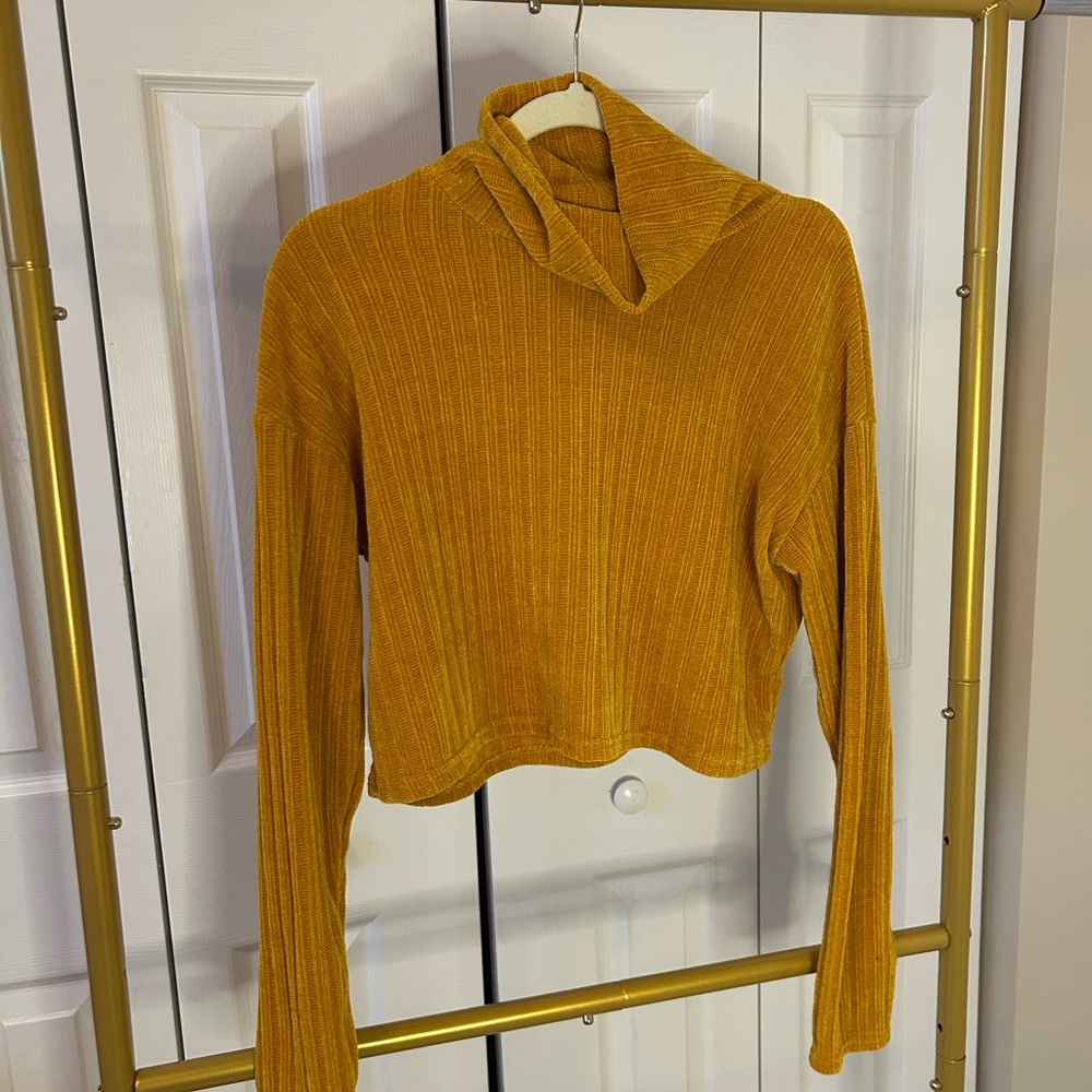 Mustard Ribbed Turtleneck Sweater